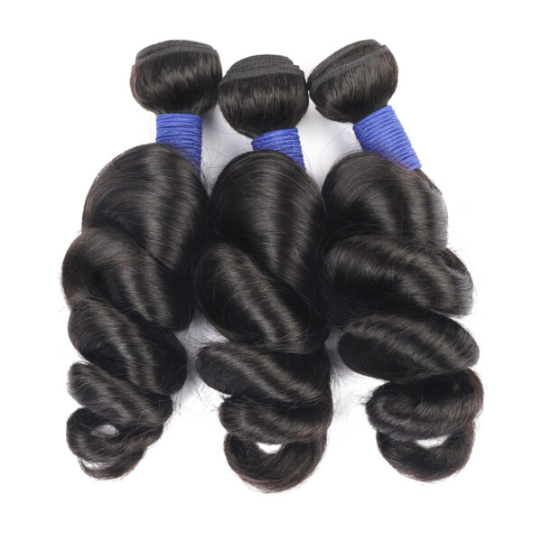 Loose wave natural black remy human hair weave bundles