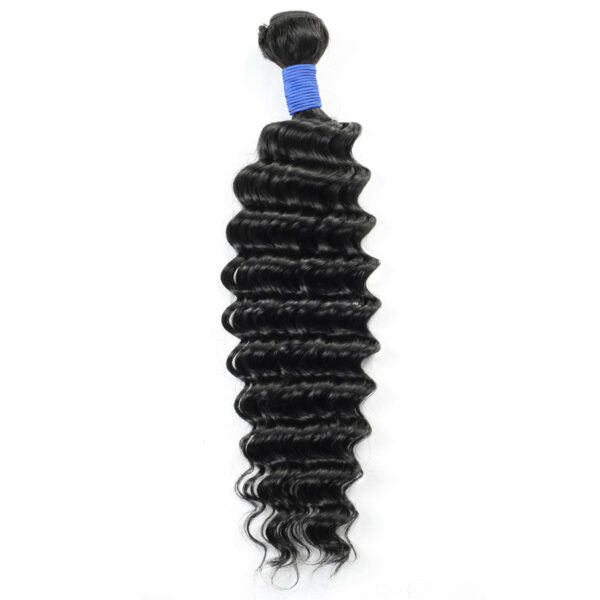 Deep wave natural black remy human hair weave bundles