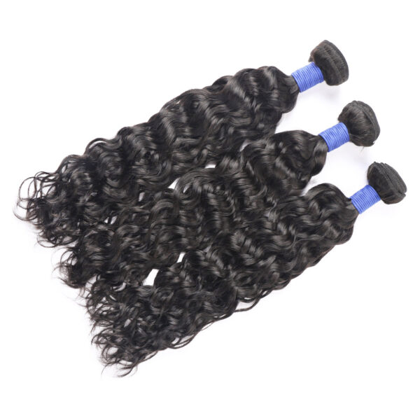 Water wave natural black remy human hair weave bundles
