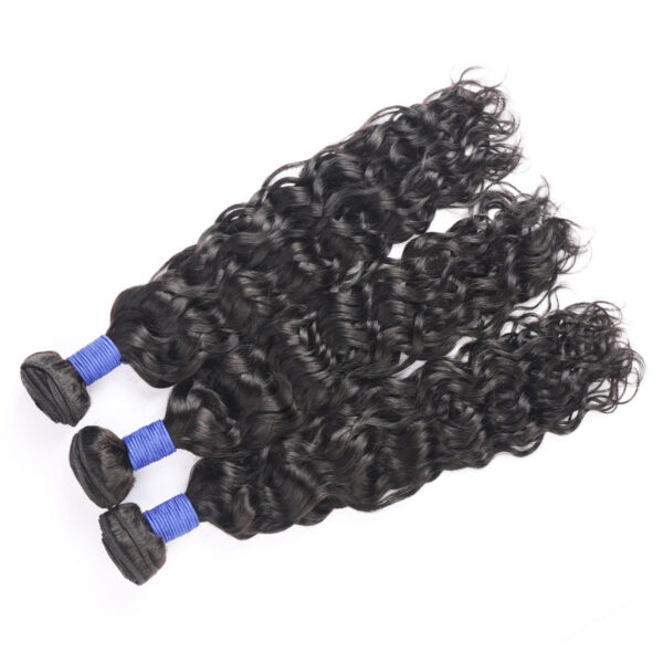 Water wave natural black remy human hair weave bundles