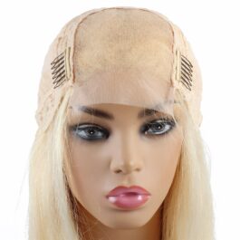 613 closure wig – 150% density Blonde virgin remy human hair 4×4 transparent lace closure wigs