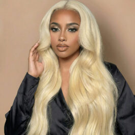 613 closure wig – 150% density Blonde virgin remy human hair 4×4 transparent lace closure wigs