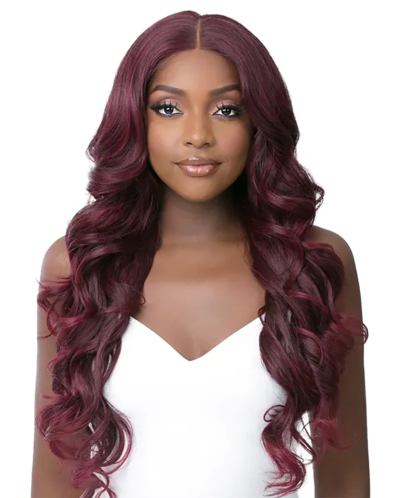 Red full lace wig - 150% density burgundy human hair wig