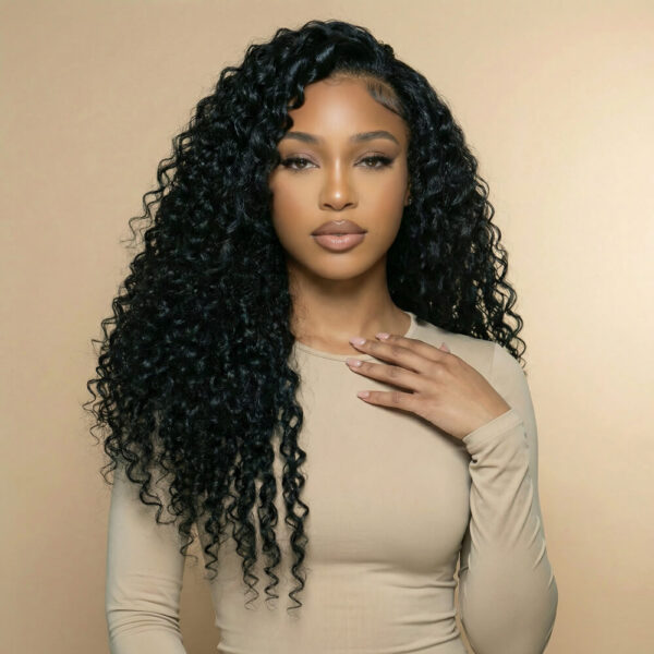 Glueless deep wave 13 x 4 HD lace front wig – virgin remy human hair wear go lace wigs