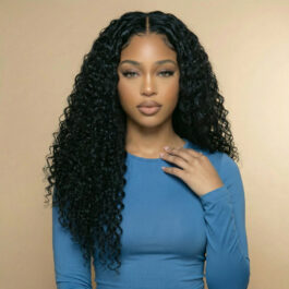 Glueless deep wave 5×5/4×4 HD lace closure wig – 180% density virgin remy human hair wear & go lace wig