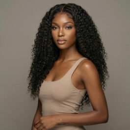 Glueless kinky curly 13 x 4 HD lace front wig – 180% density virgin remy human hair wear & go lace wigs