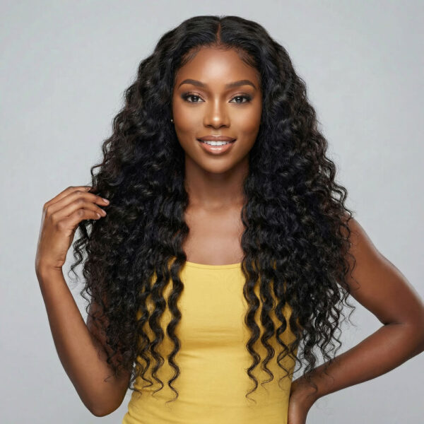 Loose deep full lace wig - virgin remy human hair wig for black women for sale
