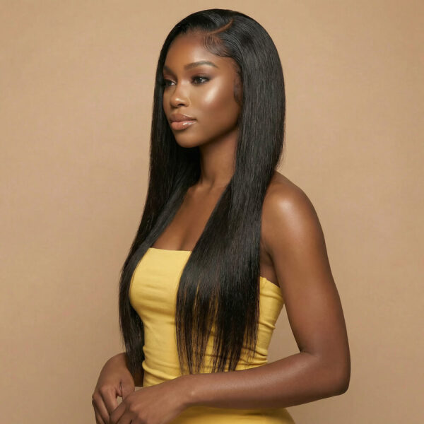 Straight full lace wig virgin remy human hair wig for black women for sale
