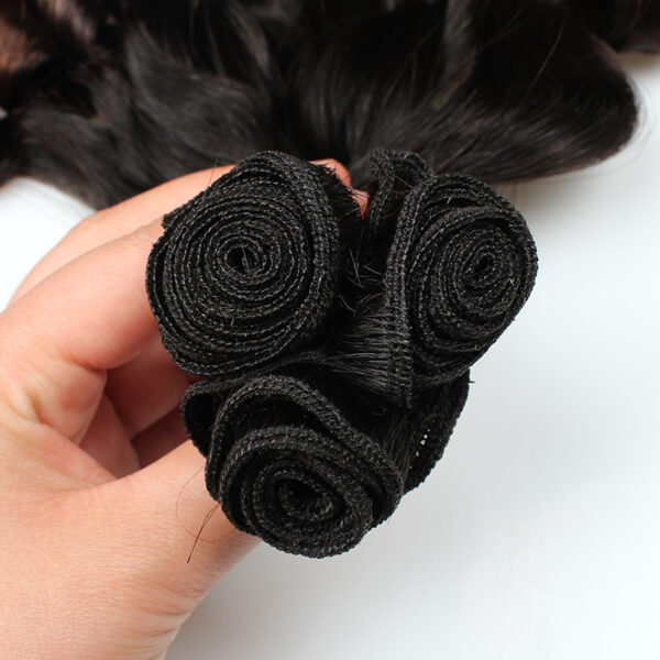 3 pcs black straight + spring curly double drawn funmi hair weave bundles