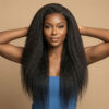 Kinky straight full lace wig-virgin remy human hair wig for black women for sale