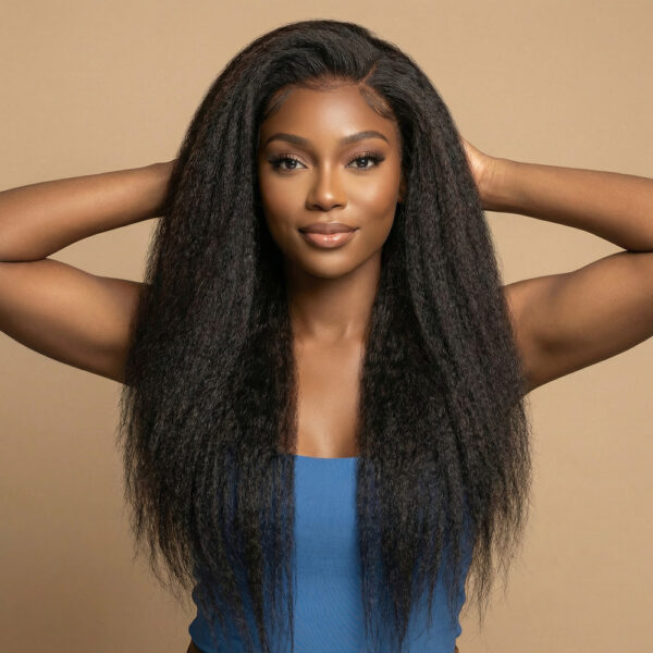 Kinky straight full lace wig-virgin remy human hair wig for black women for sale