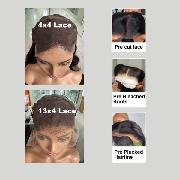 transparent lace 14x3 and 4x4 lace wigs-density virgin remy human hair wigs