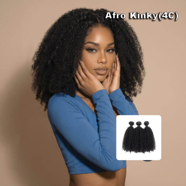 Afro kinky curly 4C virgin remy human hair weft bundles