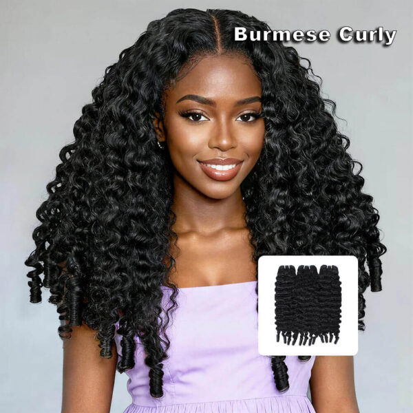 Burmese curly virgin remy human hair weft bundles