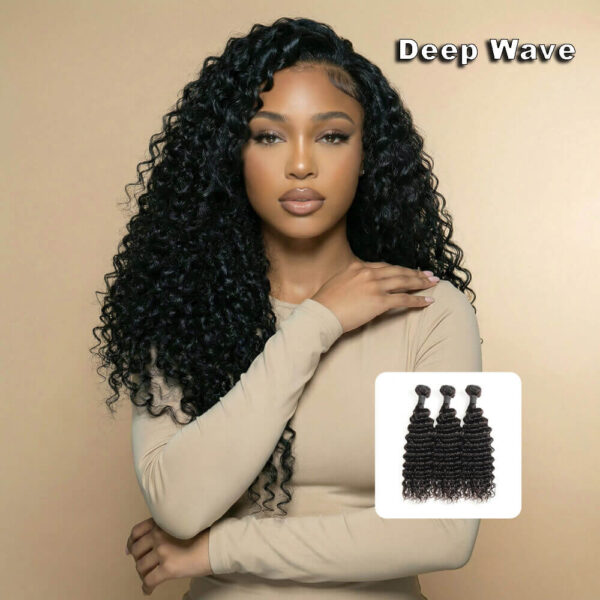 Deep wave virgin remy human hair weft bundles