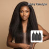 Kinky straight virgin remy human hair weft bundles