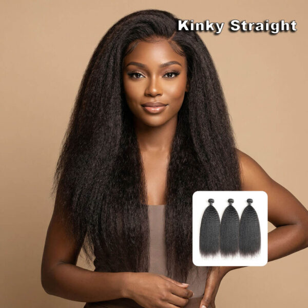 Kinky straight virgin remy human hair weft bundles