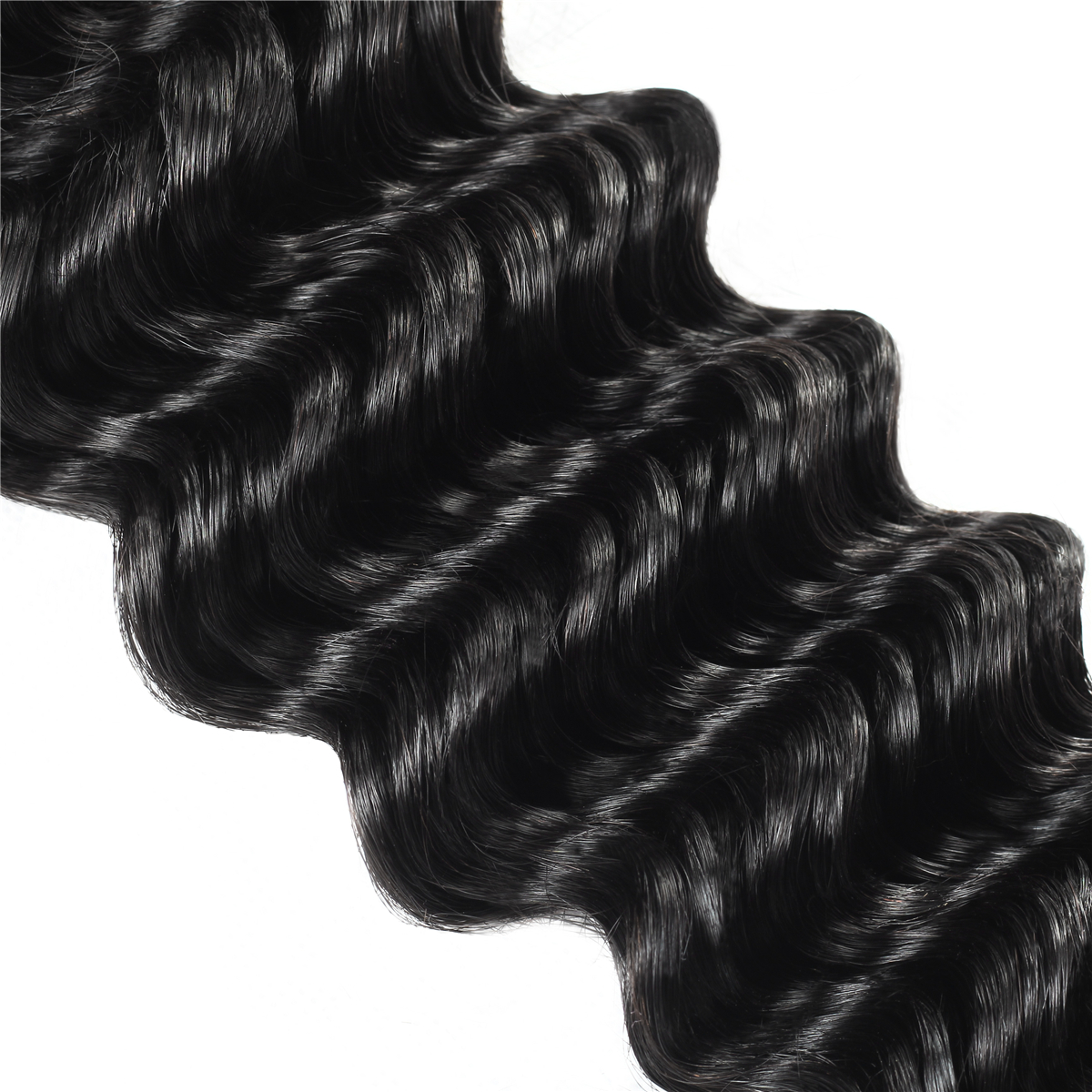 Deep wave natural black remy human hair weave bundles