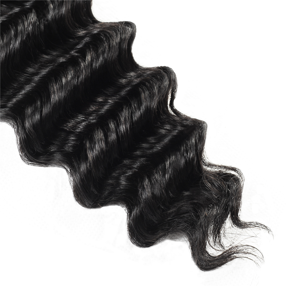 Deep wave natural black remy human hair weave bundles