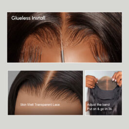 5×7 transparent lace closure wig – glueless wear & go 180% density virgin human hair lace wigs