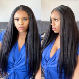 Kinky straight glueless 5×5/4×4 HD lace closure wig – 150% density human hair lace wig