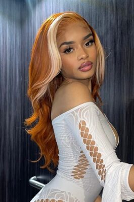 Ginger hair with blonde front pieces – glueless 150% density highlights 13×4 HD lace front wear & go wig