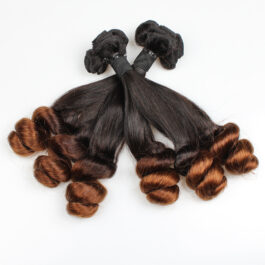 3 pcs T4# straight + spring curly double drawn funmi hair weaves bundles