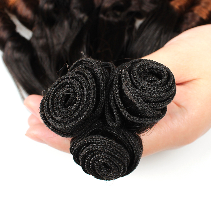 3 pcs straight + spring roll double drawn funmi hair weave bundles