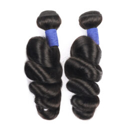 Loose wave natural black remy human hair weave bundles