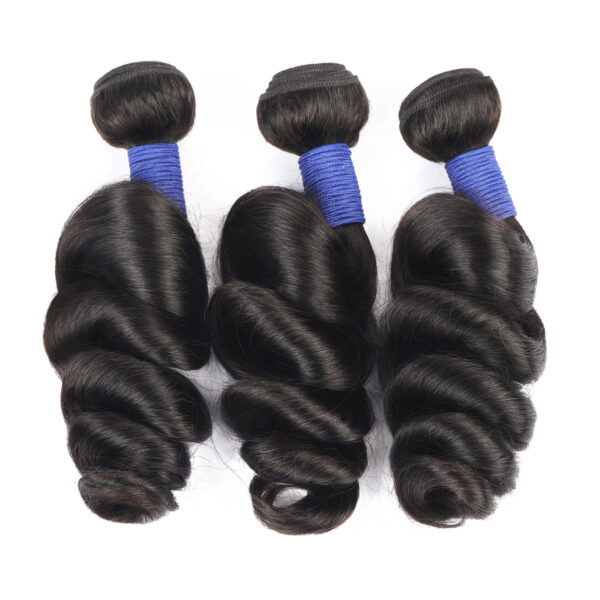 Loose wave natural black remy human hair weave bundles