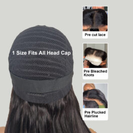 5×7 transparent lace closure wig – glueless wear & go 180% density virgin human hair lace wigs