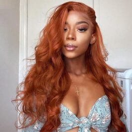 Orange lace front wig – glueless 150% density human hair 13×4 lace wigs