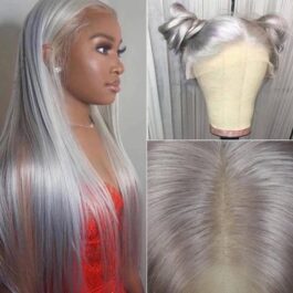Silver lace front wig-glueless 150% density human hair 13×4 lace wigs