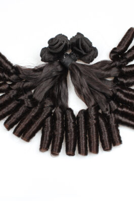 3 pcs black straight + spring roll double drawn funmi hair weaves bundles