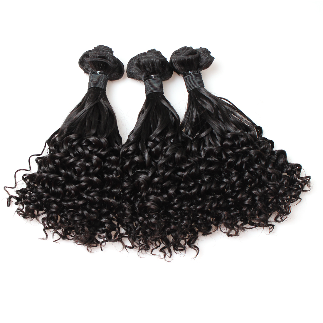 3 pcs bouncy curly double drawn virgin human hair weave bundles